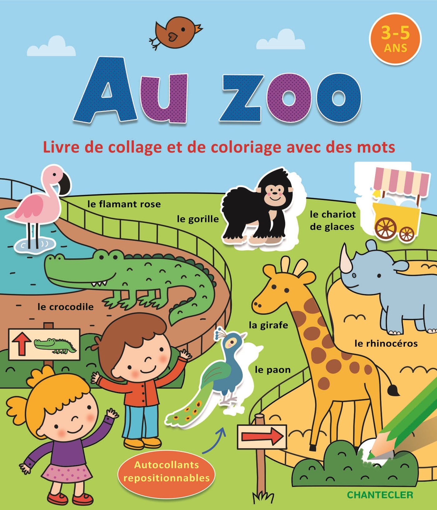 Livre de collage et de coloriage avec des mots (3-5 a.) - Au zoo