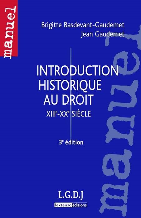 introduction historique au droit  - 3ème édition