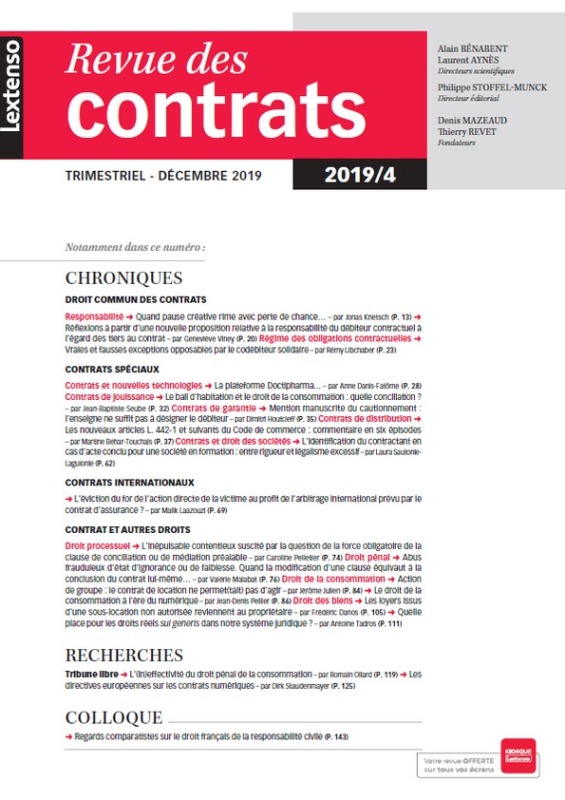 Revue des contrats RDC N°4-2019