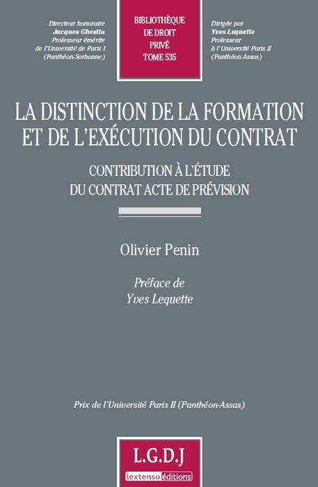 la distinction de la formation et de l'exécution du contrat - contribution à l'é