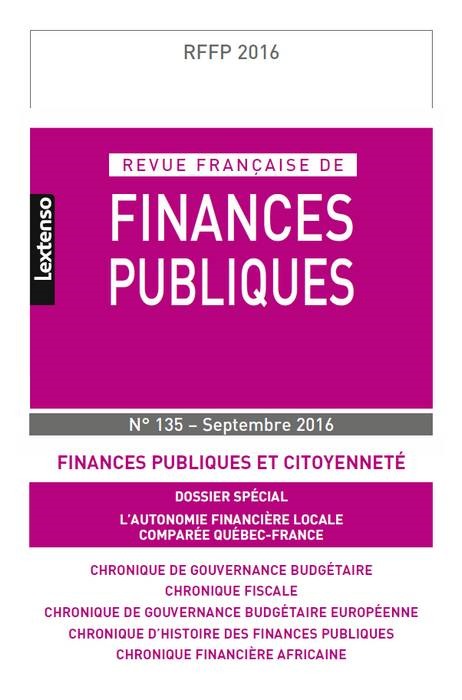 REVUE FRANÇAISE DE FINANCES PUBLIQUES N 135 - 2016