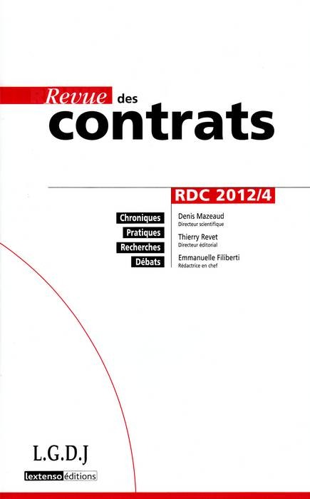 REVUE DES CONTRATS N 4 - 2012