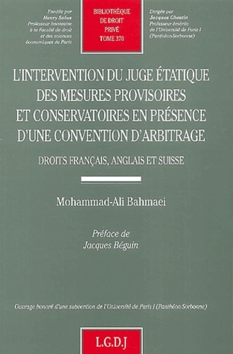l'intervention du juge étatique des mesures provisoires et conservatoires en pré
