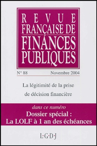REVUE FRANÇAISE DE FINANCES PUBLIQUES N 88 - 2004