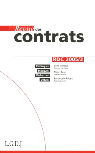 REVUE DES CONTRATS N 3 - 2005