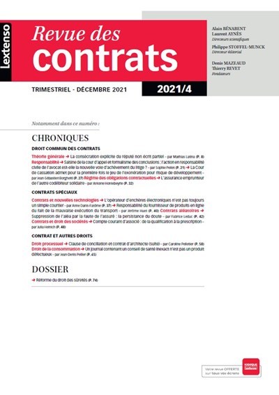 Revue des contrats N°4-2021