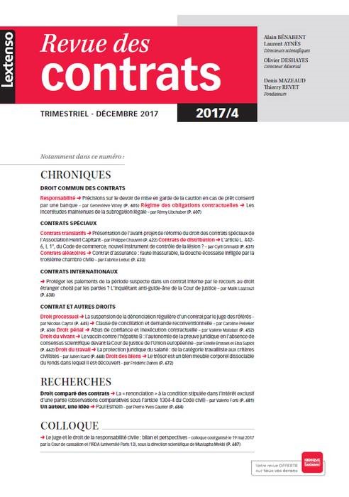 REVUE DES CONTRATS N 4 - 2017