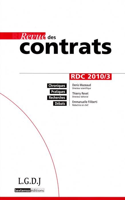 REVUE DES CONTRATS N 3 - 2010
