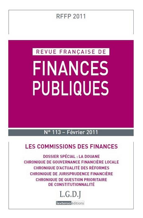 REVUE FRANÇAISE DE FINANCES PUBLIQUES N 113 - 2011