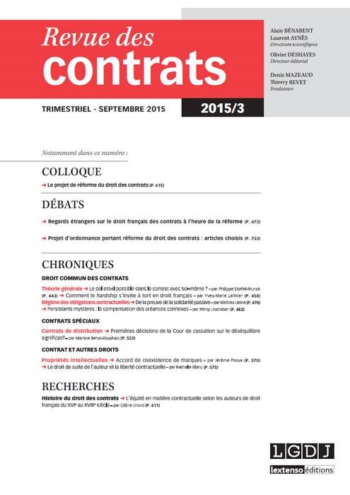 REVUE DES CONTRATS N 3 - 2015