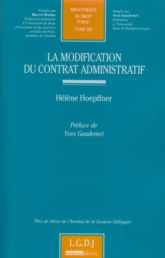 LA MODIFICATION DU CONTRAT ADMINISTRATIF