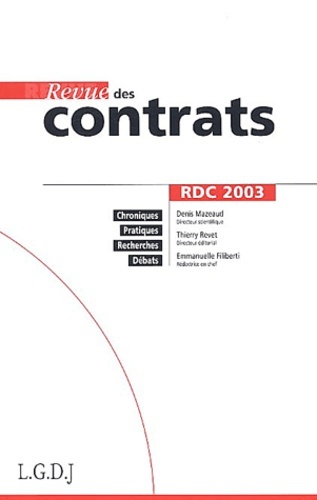 REVUE DES CONTRATS N 1 - 2003