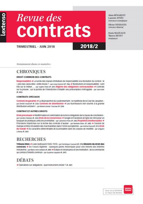 REVUE DES CONTRATS N 2-2018