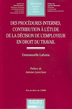 des procédures internes, contribution à l'étude de la décision de l'employeur en