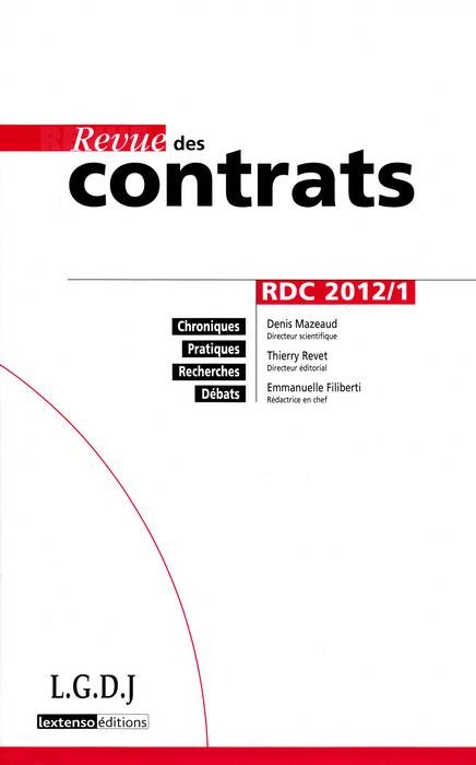 REVUE DES CONTRATS N 1 - 2012