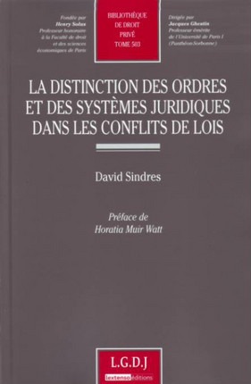 la distinction des ordres et des systèmes juridiques dans les conflits de lois