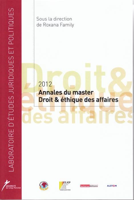 ANNALES DU MASTER DROIT ET ÉTHIQUE DES AFFAIRES 2012