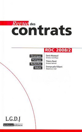 REVUE DES CONTRATS N 2 - 2008