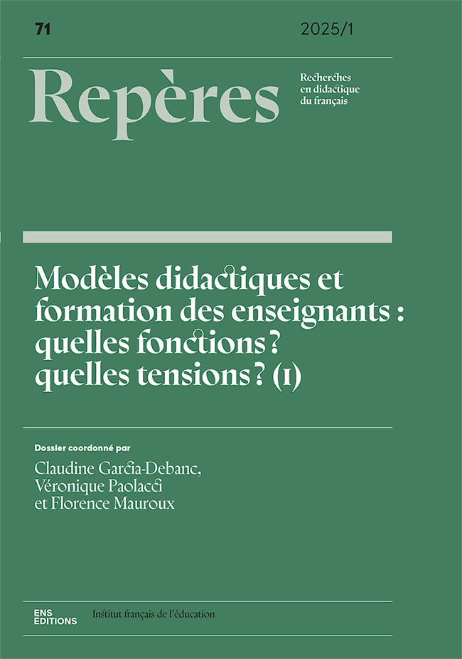 REPERES, NO71/2025. MODELES DIDACTIQUES ET FORMATION DES ENSEIGNANTS