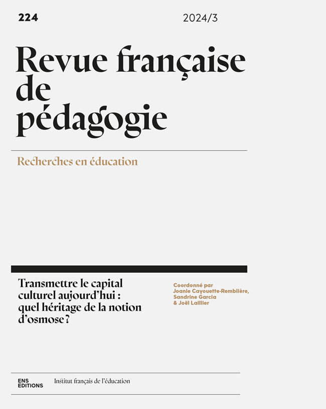 REVUE FRANCAISE DE PEDAGOGIE, NO224/2024