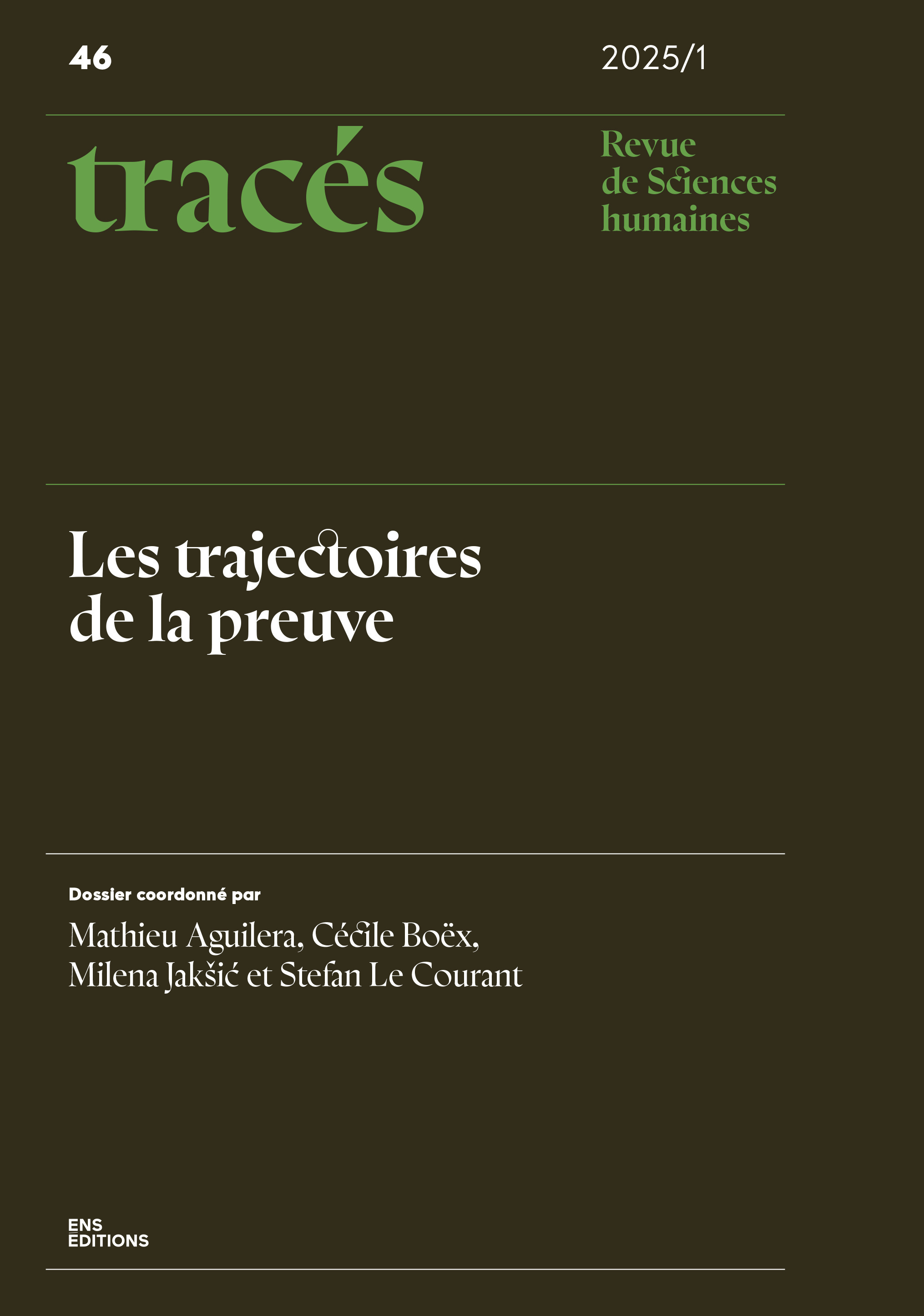 TRACES, NO 46/2025. LES TRAJECTOIRES DE LA PREUVE