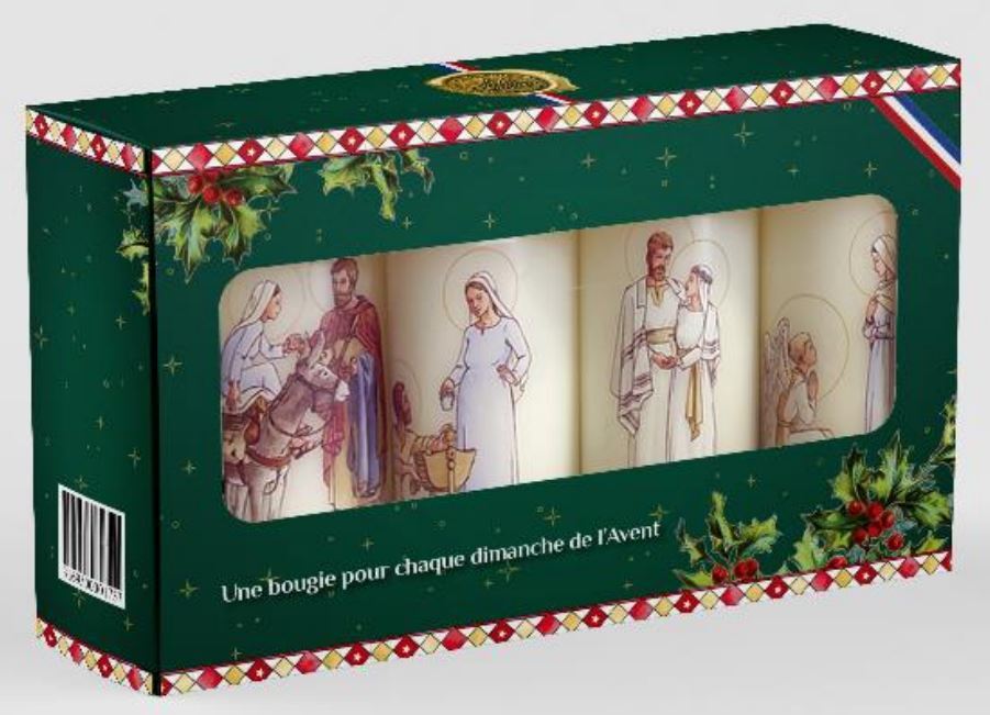 Coffret Kit de 4 bougies blanches 60x15 de l'avent 