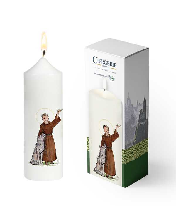 Cierge blanc - Saint françois d'Assise
