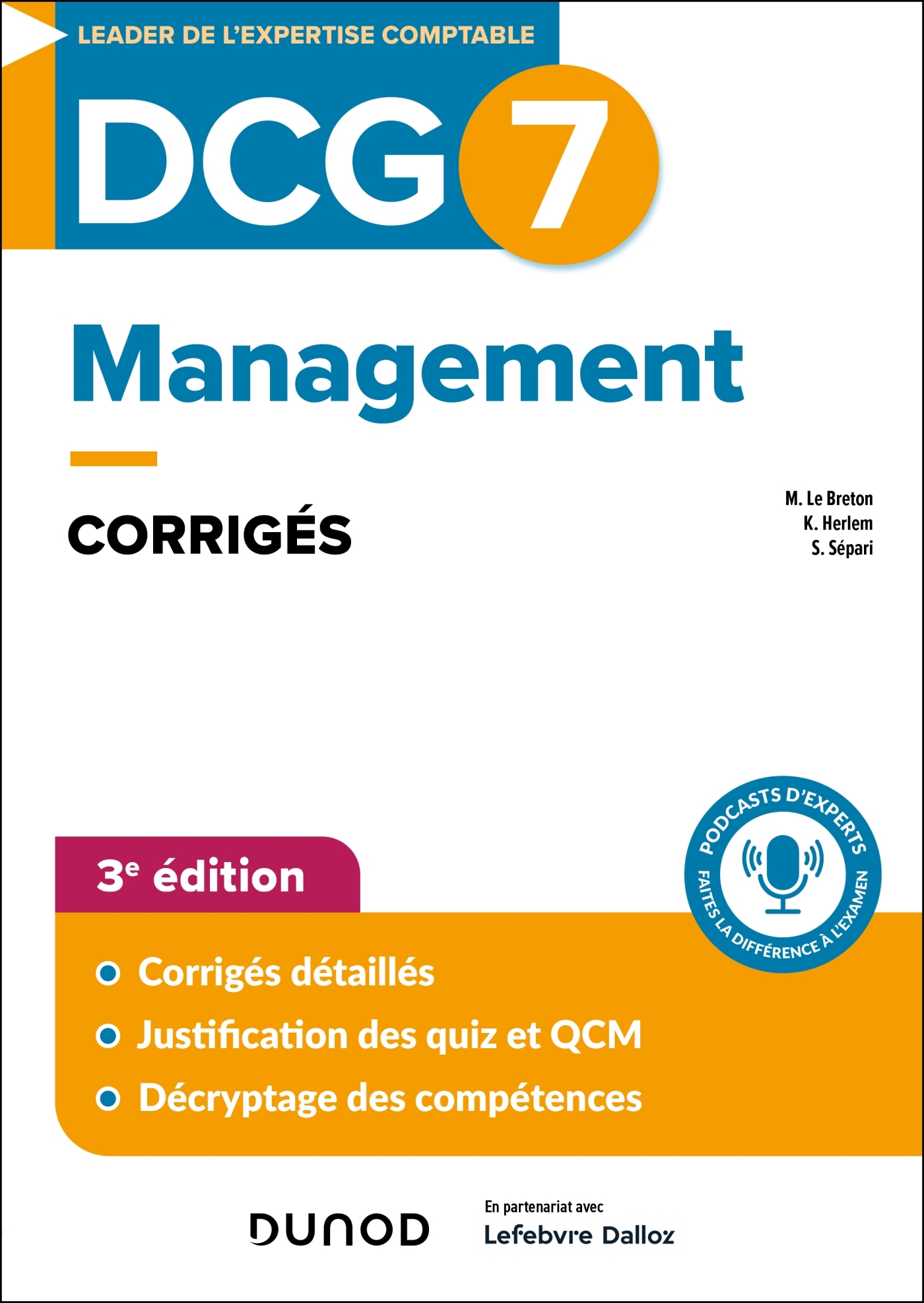 DCG 7 - Management - Corrigés - 3e éd.