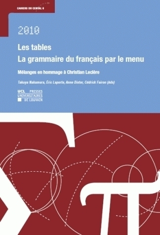 LES TABLES. LA GRAMMAIRE DU FRANCAIS PAR LE MENU