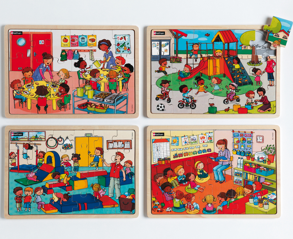 Puzzles bois Ensemble à l'école