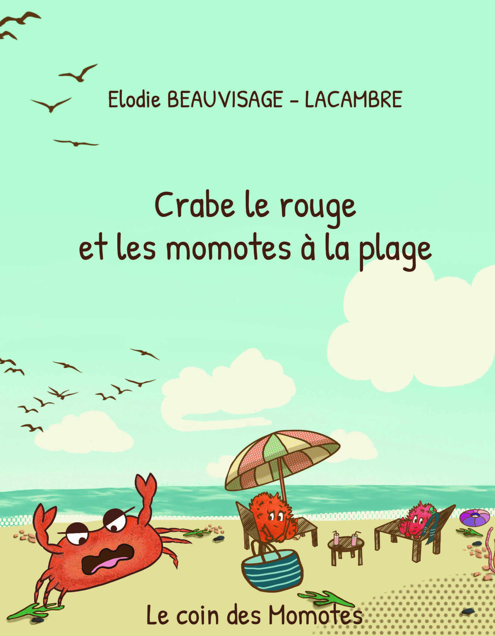 Crabe le rouge et les momotes à la plage
