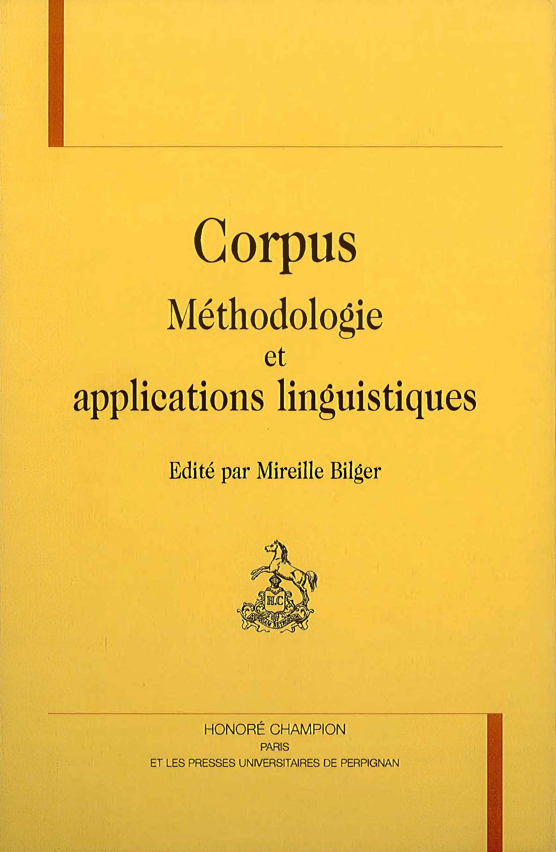 Corpus methodologie et applications linguistiques