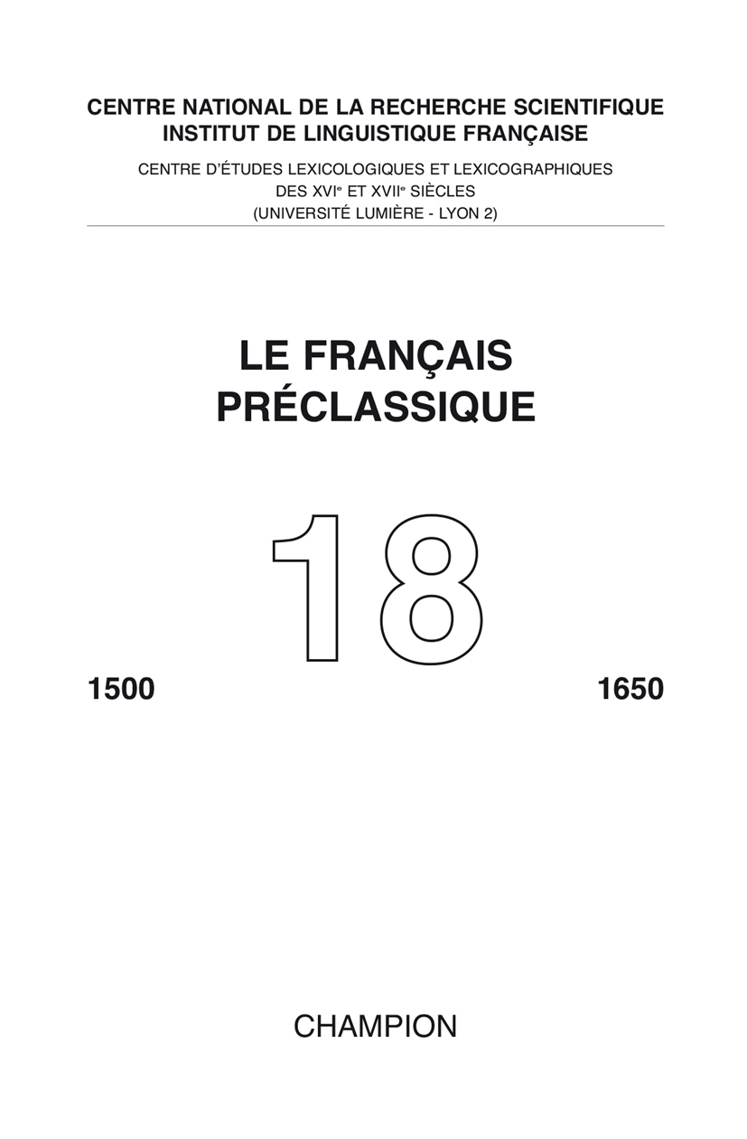 Le Français préclassique 18 - 2016