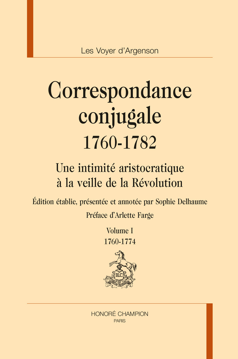 Correspondance conjugale (1760-1782) 2 volumes
