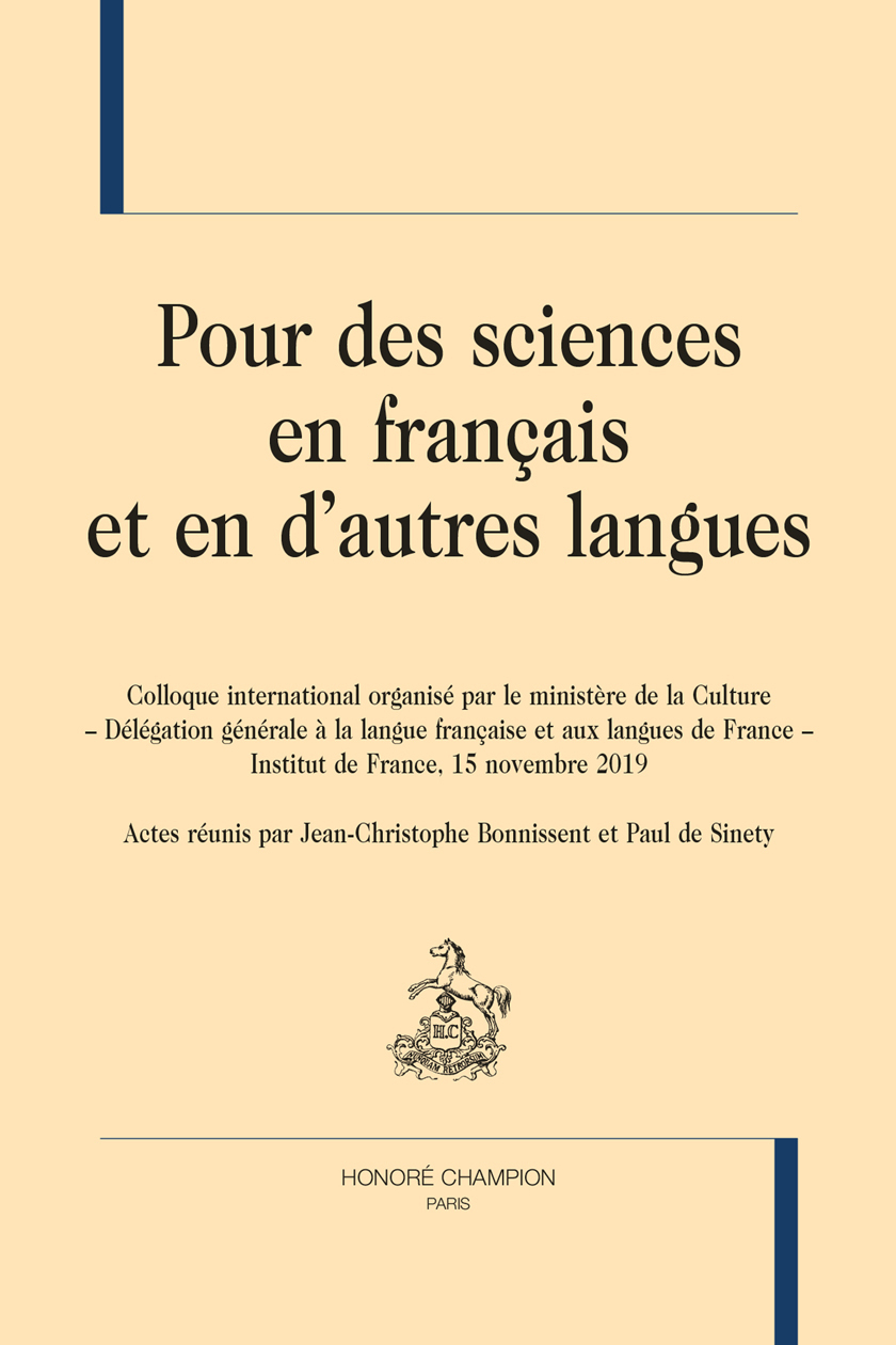 POUR DES SCIENCES EN FRANÇAIS ET EN D’AUTRES LANGUES