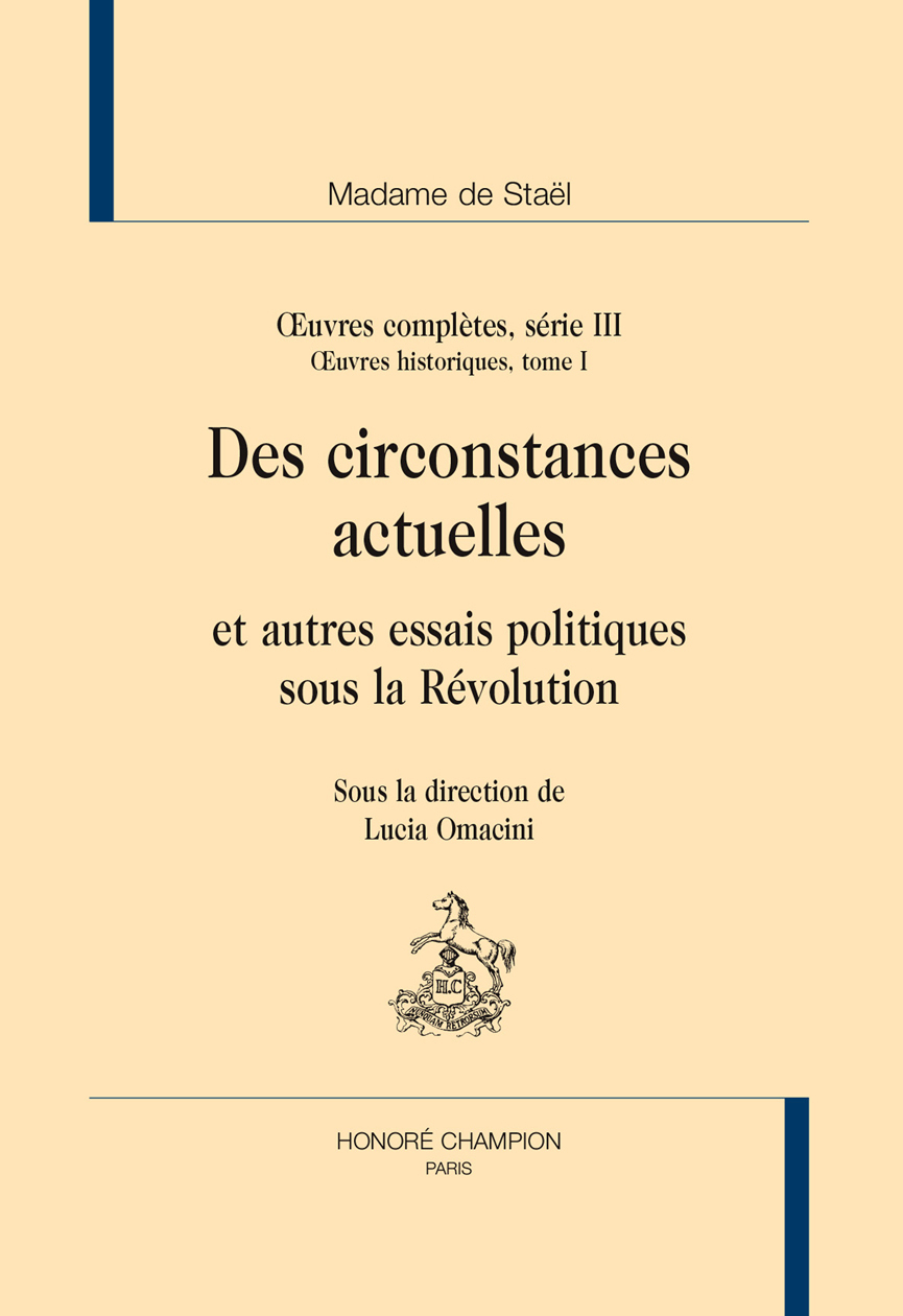 .Des circonstances actuelles et autres écrits  politiques sous la Révolution.