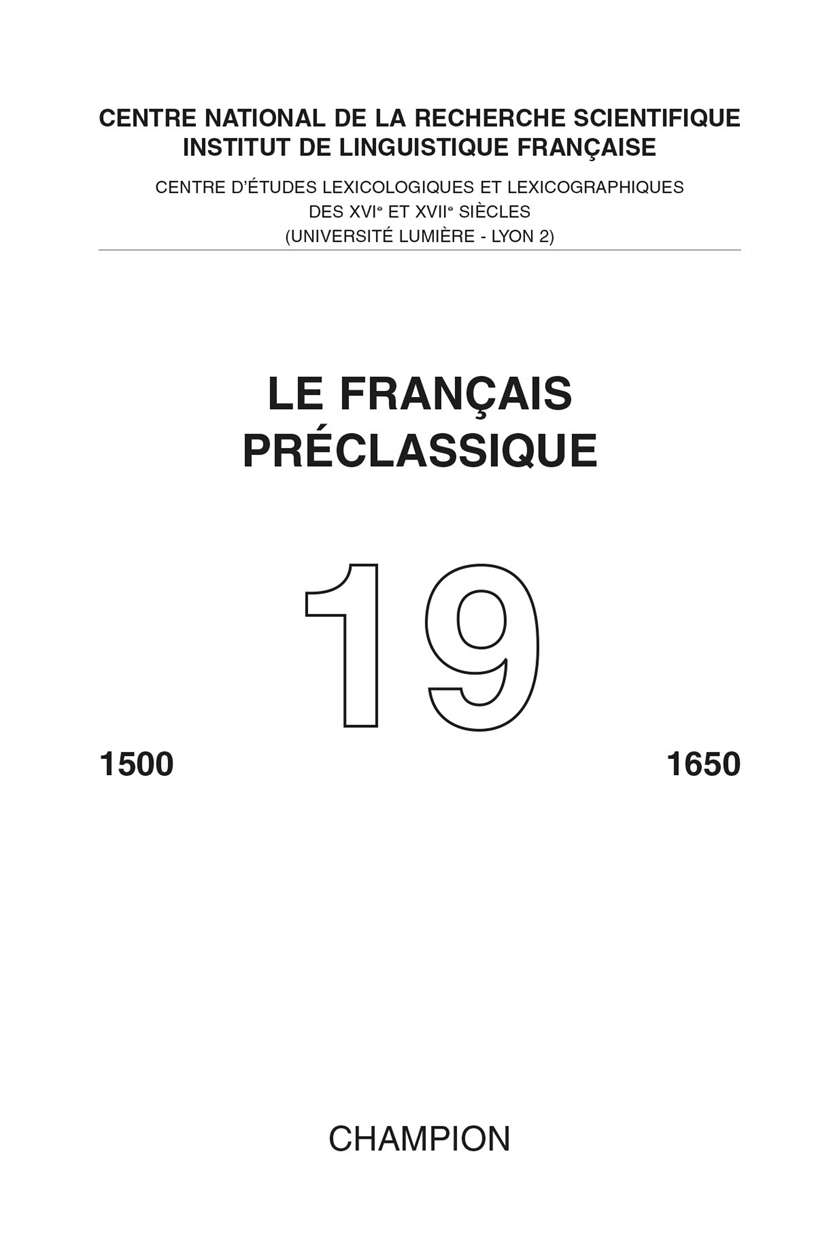 LE FRANCAIS PRECLASSIQUE N.19 2017