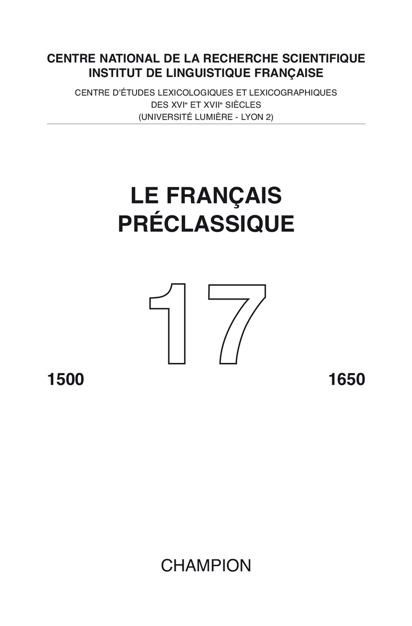 Le Français préclassique 17 - 2015