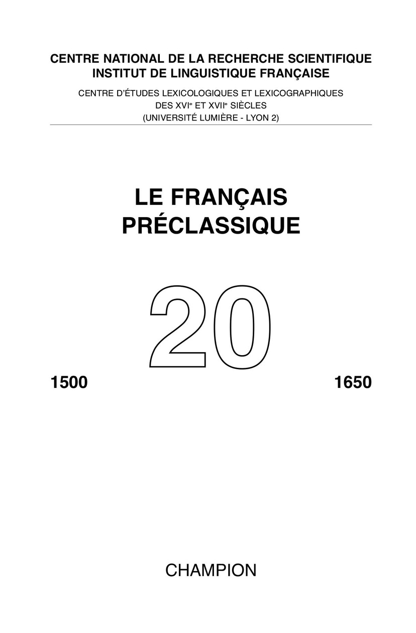 LE FRANÇAIS PRÉCLASSIQUE N.20 2018
