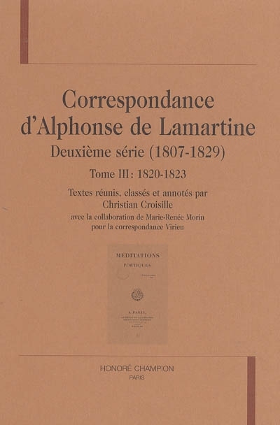 Correspondance d'Alphonse de Lamartine - deuxième série, T3 : 1820-1823
