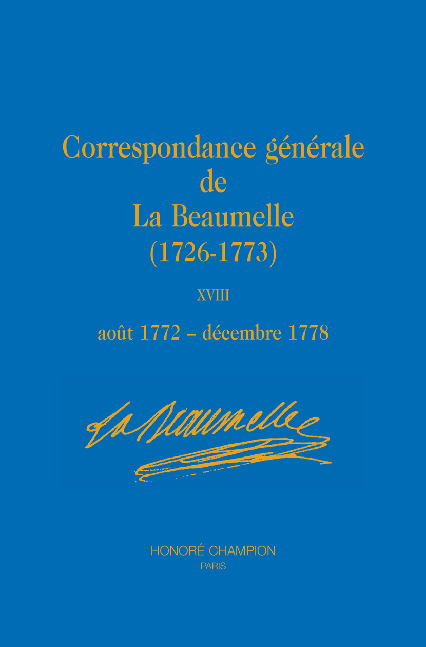 Correspondance générale (1726-1773). T18