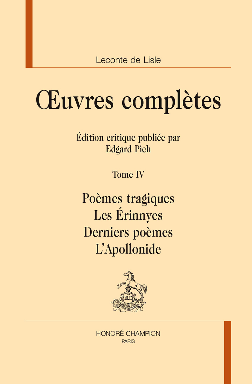 Poèmes tragiques - Les Érynnies - Derniers poèmes - L'Apollonide