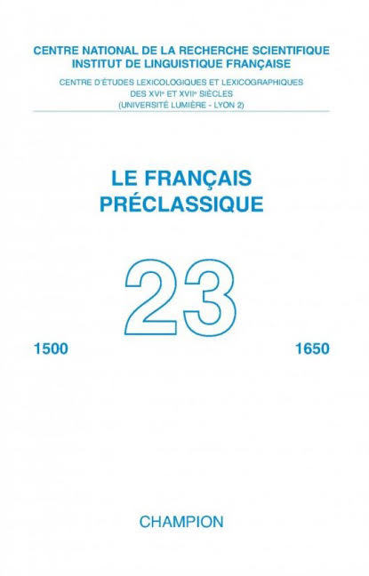 Le français préclassique n°23 - 2021