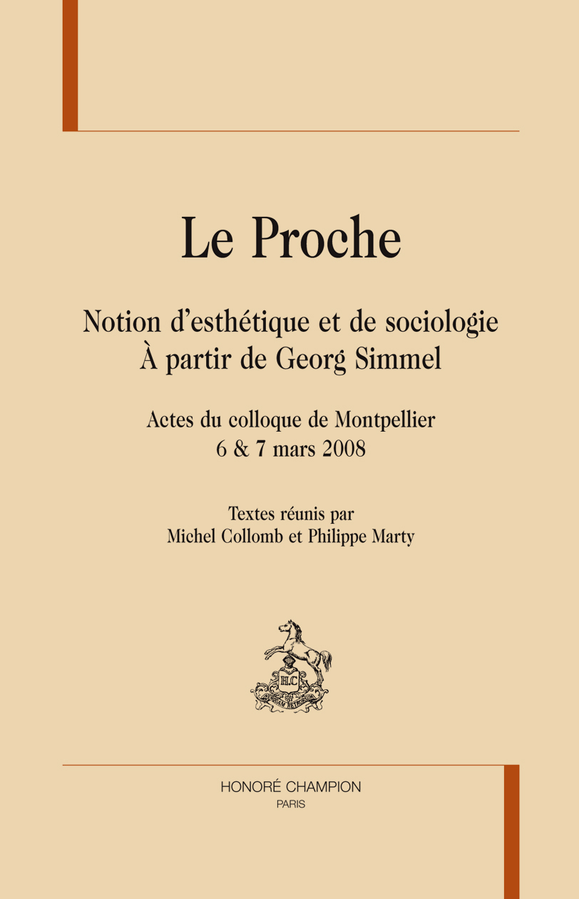 Le proche - notion d'esthétique et de sociologie, à partir de Georg Simmel