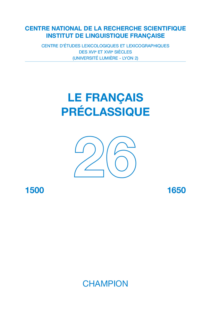 Revue Le Français préclassique N° 26