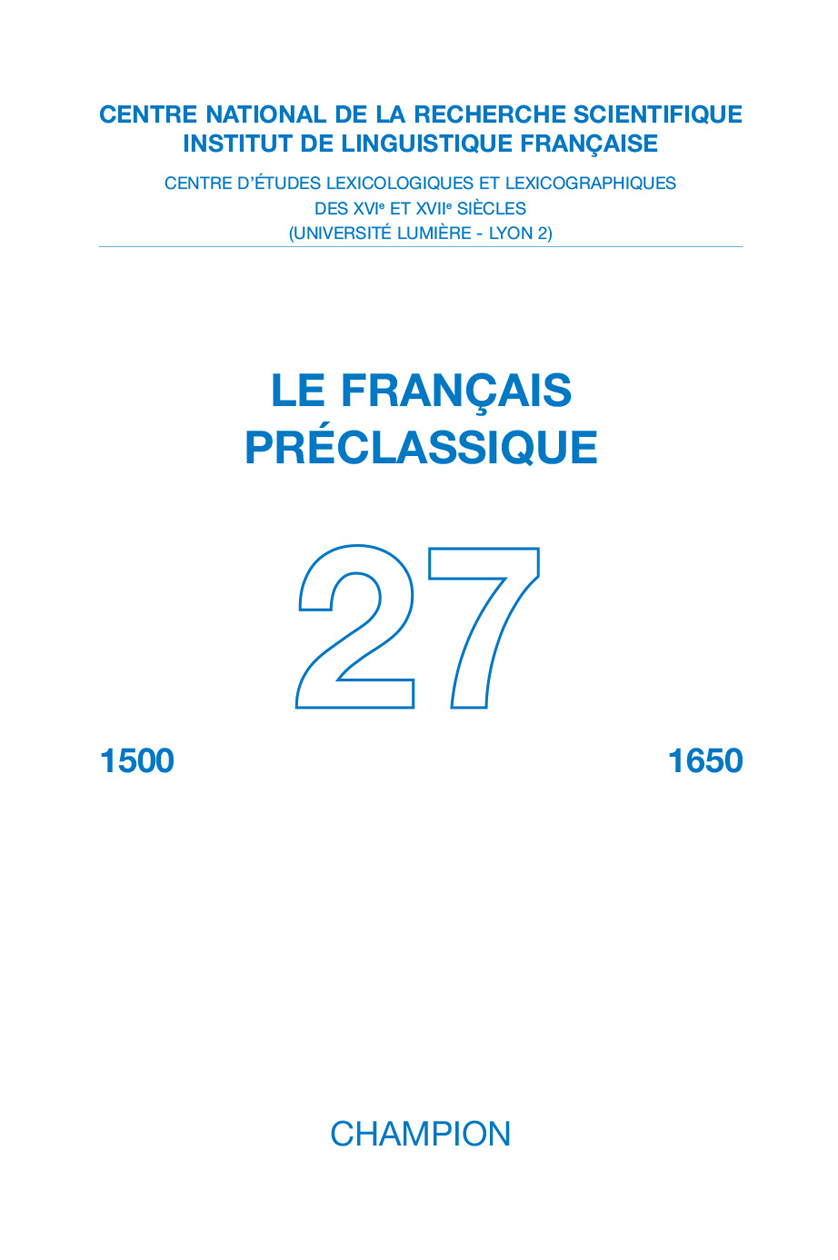 Revue Le Français préclassique N° 27