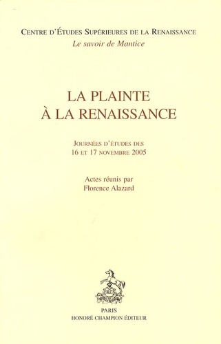 La plainte à la Renaissance