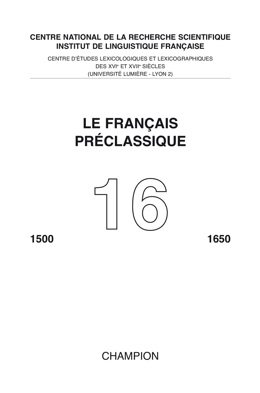 Le Français préclassique 16 - 2014