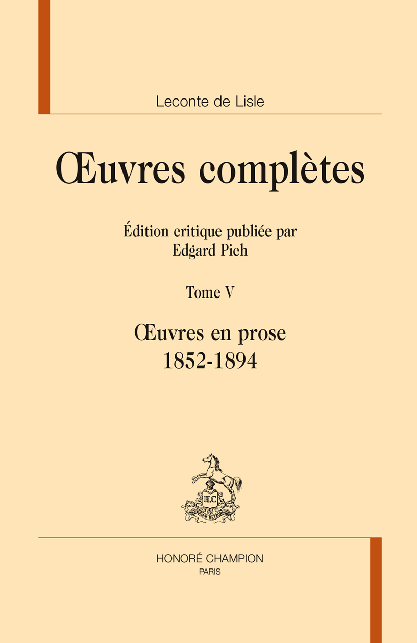 Œuvres en prose, 1852-1894