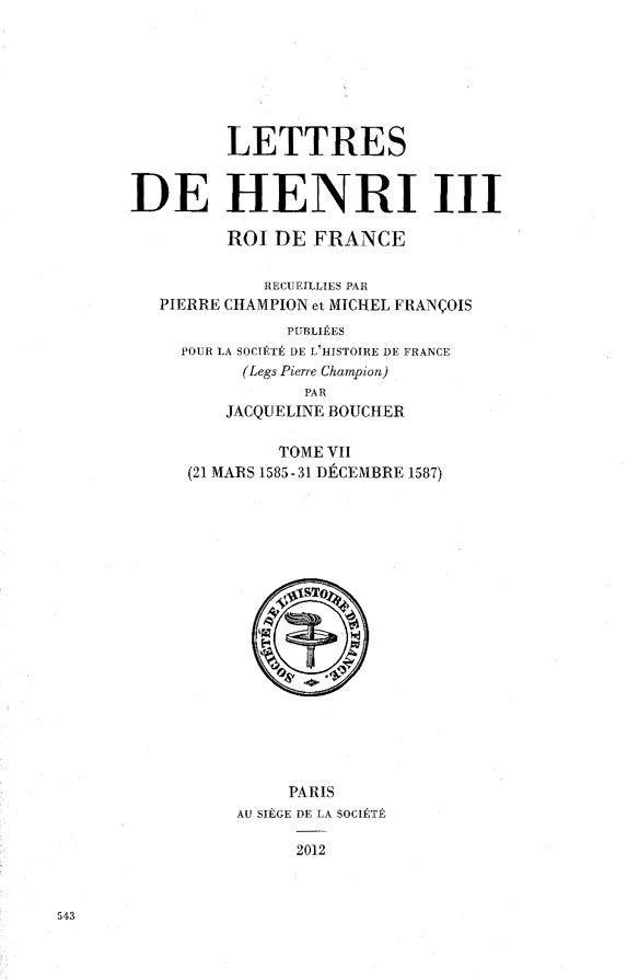 Lettres de Henri III, roi de France
